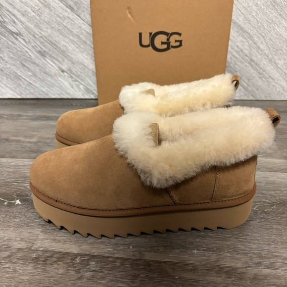 UGG | Nita Platform Ultra Mini Bootie Slippers Chestnut New In Box - Picture 6 of 10